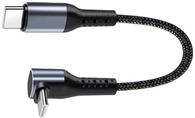 MCAOAL Cable USB C corto tipo C, cable de 25 cm, codo de carga rápida, tipo USB, transferencia de datos para caja de alimentación, carga rápida