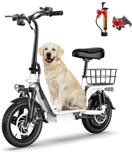 INSDRGN Peak 900W Electric Scooter for Adults with Seat, 48V 10.4Ah Li Battery, 28 Miles Range, 20MPH Commuter E-Scooter with Basket, Max 330LBS, UL2849 Certified, C14 White