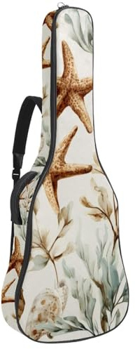 Gitarrentasche in voller Größe, wasserdichte Gitarren-Abdeckung, Tragetasche für akustische klassische E-Gitarren, Aquarell-Bambushain mit Stielen und Blättern mit Libellen, Mehrfarbig 04