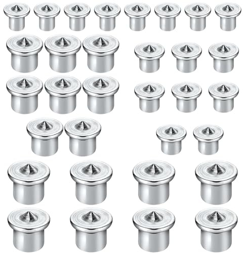 32 Pcs Dowel Pins,Carpenters Tools,Dowel Pin Center Woodworking Alignment Tool,Pins Marker Drill Tool(Silver)