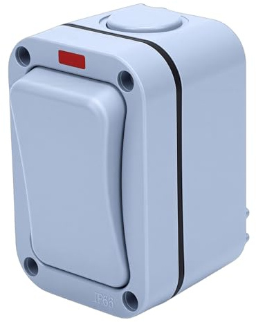 Marhynchus Interruptor de Luz para Exteriores, 1 Unidad, Control único, Resistente Al Agua, Clasificación IP66, Indicador de Estado Claro de 20A para Seguridad Eléctrica en Exteriores