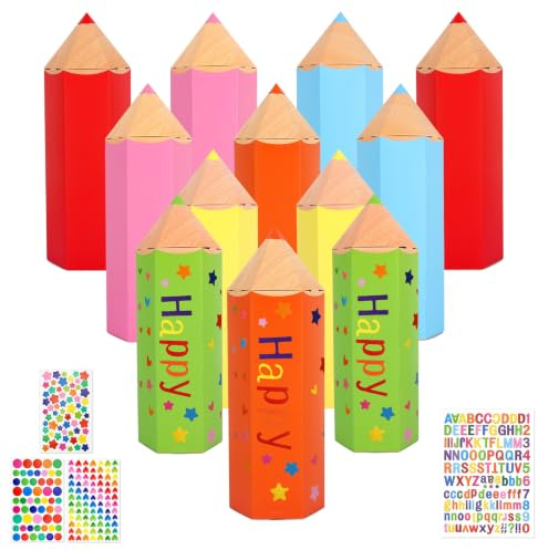 Hojalis Pack de 12 Petits Cônes D'école, 20 x 6CM Mini Cornets Scolaires, Sacs à Sucre à Remplir pour la Rentrée des Classes, Boîte de Bonbons Colorée pour la Rentrée Scolaire, Cornet Surprise