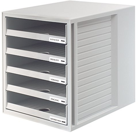 HAN 1401-14, Schubladenbox 4er SCHRANK-SET, Innovatives, attraktives Design mit 5 offenen Schubladen, lichtgrau (4er bundle lichtgrau)