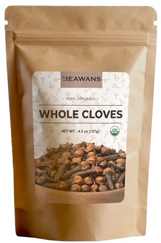 Heawans Hand Picked Premium Grade Organic Whole Cloves 4.5 oz, Packed in a USDA certified farm.
