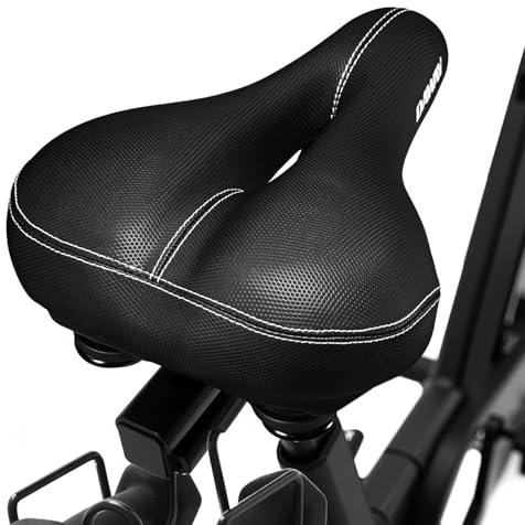 DAWAY C10 Comfortable Wide Bike Seat - Soft Foam Padded Bicycle Saddle for Men, Women, Seniors - Shock Absorbing, Waterproof Leather Cushion, Universal Fit for Peloton, MTB, Cruiser, Exercise Bikes