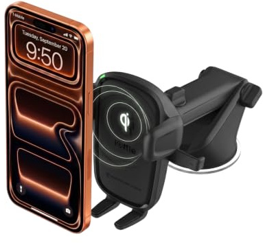 iOttie Car Charger Easy One Touch Wireless 2 Qi Charging Dashboard Phone Mount for iPhone, Samsung Galaxy, Huawei, LG, Smartphones