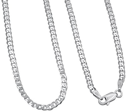 Panzerkette 925 Sterling Silber rhodiniert 3mm breit Länge wählbar 45 50 55 60 cm Silberkette anlaufgeschützt Halskette Kette Damen Herren (60)