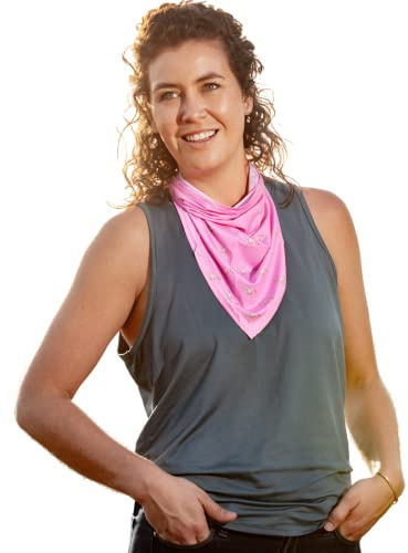 UPF 30+ V Neck Gaiter for Women and Girls, Best Neck and Chest Sun Protection for Outdoor Activities and Sports, Original Horse Design, Pink Rose