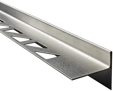 Dusch-/Keil-Profil Gefälleprofil Dusche gebürstet 8mm Rechts 100cm | Für bodengleiche Duschen mit sauberem Gefälleabschluss, 8mm Profilhöhe, Rechts, 100cm, Edelstahl, gebürstet