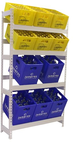 Simonrack Getränkekistenregal, 4 Kästen, Flaschenregal, Getränkekistenhalter, Kistenregal, Galvanisiert - Simonbottle