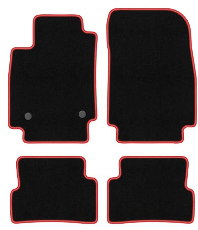 Velours-Fußmatten passend für Renault Captur 2013-2019, Schwarz-Rot, CARLUX | passend für SUV; Velours-Teppich (Polypropylen), ca. 6,5 mm; rutschfest, vormontierte Befestigungen (Typ RN)