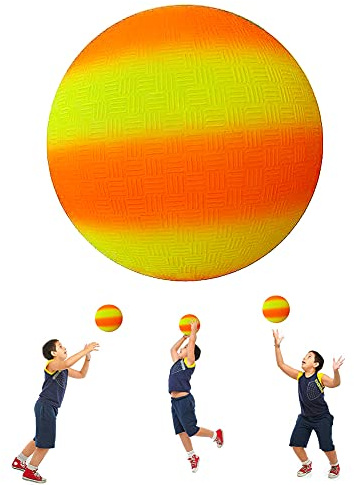 ARVOV PVC Bouncy Kickball Regenbogen Ball, Kinder Spielball, Wasserball Fußball, Strandball, PVC Ball für Indoor Outdoor 8,5-Zoll (Orange und Gelb)
