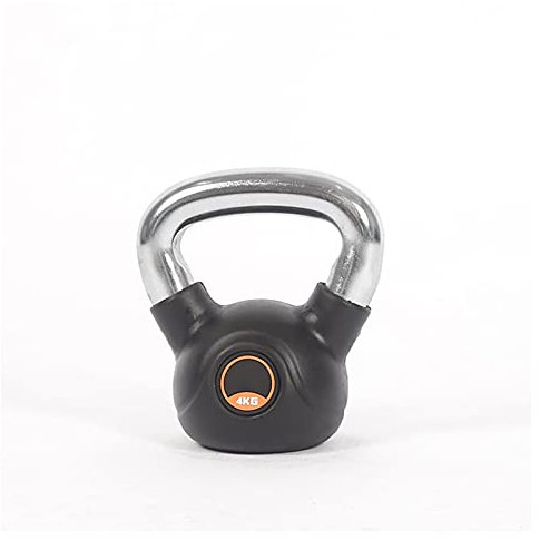 Cfty Kunststoff beschichtete Gusseisen Kettlebell 4kg 8kg 10kg 12kg 14kg 16kg 20kg Fitnessgeräte Männer und Frauen Krafttraining Home Sports Kettlebell (Schwarz, einteilig)(4kg)