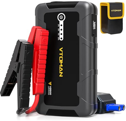 VTOMAN Arrancador de Coches 1500A - 12V Arrancador de Baterias de Coche(para 6.0L de Gasolina o 4.5L de Diésel), Booster Bateria Portátil Jump Starter con Pinzas Inteligentes 3 Modos Luz (Gris-1)