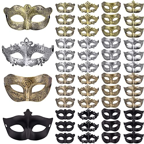 FEQO 48 Stück Venezianische Maskerade Maske Vintage Antike Masken Damen und Herren