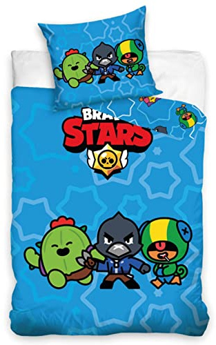 Biancheria da letto Brawl Stars 135x200 + 80x80 con personaggi di gamer · 100% cotone · Set di biancheria da letto per adolescenti e bambini fan…
