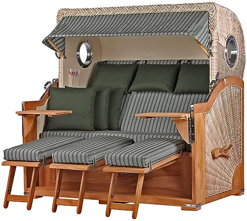 bene living Strandkorb-Set Königssee 3-Sitzer Teak - PE Shell - Modell 504 - Liftersystem