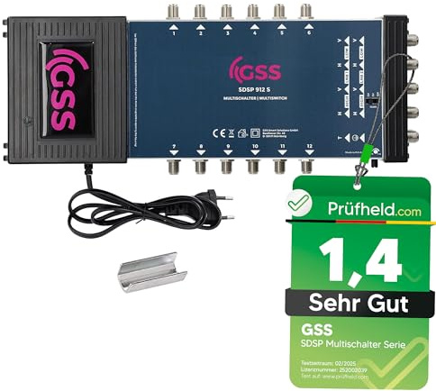 [ Test SEHR GUT *] GSS 9/12 Multischalter für Quattro & Quad LNB (4fach) geeignet, Multiswitch für 2 Satelliten & 12 Teilnehmer (TV, Sat Receiver), Matrix Satellit Verteiler, HD 4K, für Schüssel