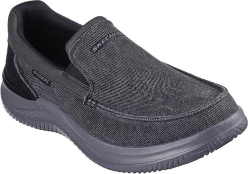 Skechers Hasting Fielden- Zapatos sin Cordones para Hombre, Lona Negra., 47.5 EU