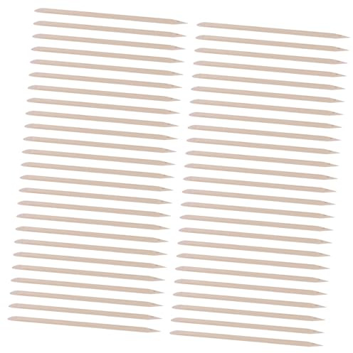 minkissy 100 Palitos de Madera Naranja Punta Plana E Inclinada para Uñas, Empujador de Cutículas Resistente, Doble Punta para Manicura y Decoración