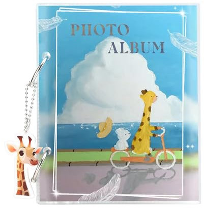 MAYCARI Fotoalbum aus Acryl Fotobuch für 50 Fotos Einsteckalbum 10x15cm Kinder, Cover mit Giraffenmotiv Geschenke für Mädchen