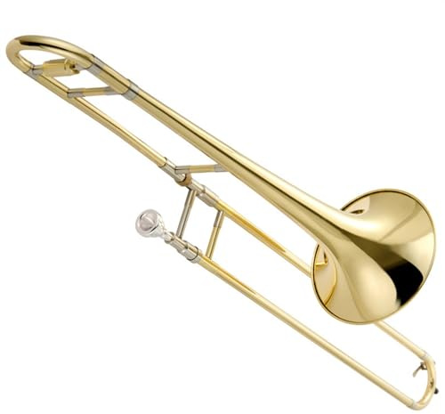 Professionelle Posaune Alt-B-Messingkorpus, Goldlackierte Posaune. Blechblasinstrument Mit Koffer Und Zubehör
