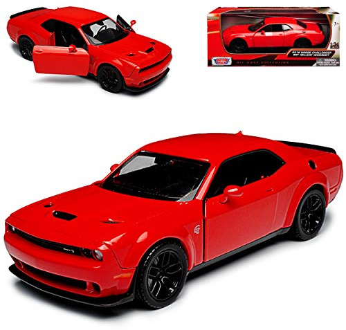 Motormax Dodge Challenger SRT Hellcat Widebody LC Coupe Rot Ab 2008 1/24 Modell Auto mit individiuellem Wunschkennzeichen