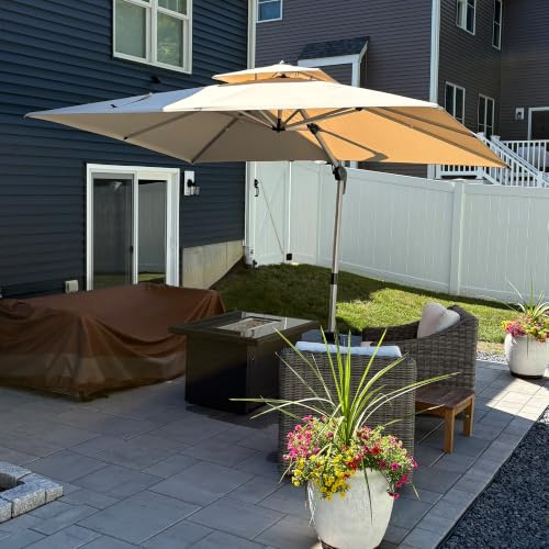 PURPLE LEAF Parasol Déporté 2,7 x 3,3 m avec Pied Toit Double UPF50+, Beige