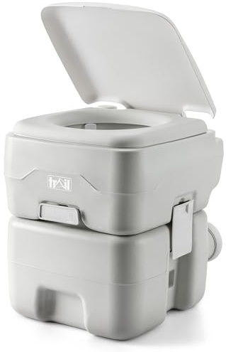 Trail Toilette Portable, Toilette Camping avec Chasse d'Eau et Grand Réservoir Détachable (10 L/20 L), Vanne à Guillotine Hygiénique Avec Double Joint pour Prévenir les Odeurs