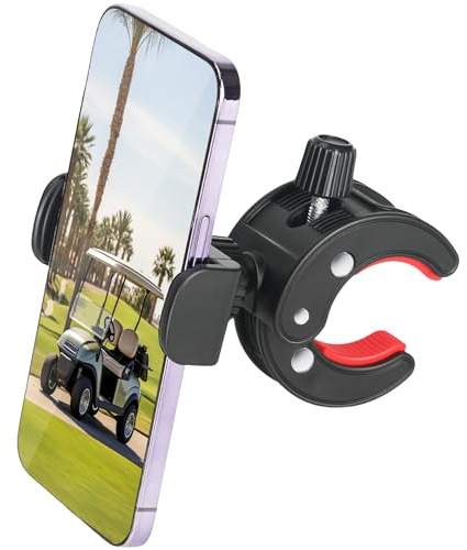 ZANEDY Golfwagen-Handyhalterung, verstellbare Handy-Halterung für Golfwagen, Golfclub, Schiebewagen, Fahnenmast, kein Schütteln der Handyklemme für iPhone 16/15/14, alle Smartphones
