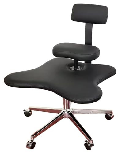 YUGXTH Ergonomischer Kniestuhl mit Abnehmbarer Rückenlehne, Verstellbarer Kniehocker mit Bremsrollen, Orthopädischer Kniestuhl, Meditationsstuhl für Büro, Zuhause, 330 Pfund Kapazität (Color : Nero)