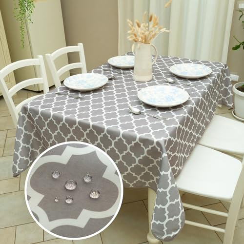 moorg Tovaglia Antimacchia 140x180 Idrorepellente Tortora, Tovaglia Antimacchia Rettangolare, Tovaglia da Esterno e Interno