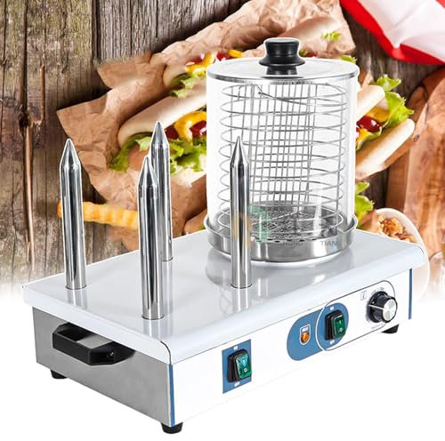 forplubossmmp Vaporizador Eléctrico para Perritos Calientes, Máquina para Hacer Salchichas Y Calentador De Panecillos Y Perritos Calientes, Fabricante Profesional De Parrilla para Salchichas,4-Stick