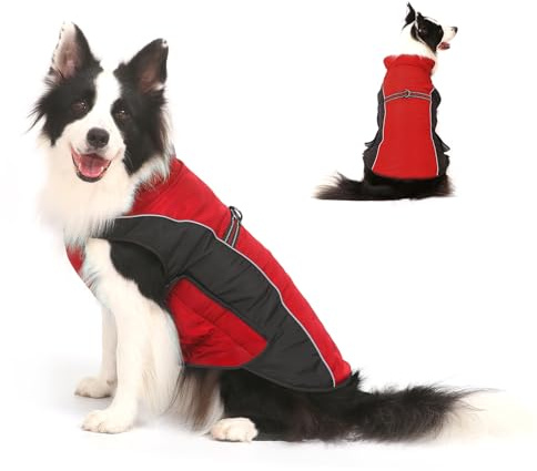 Warm Dog Winter Coat, Gimilife Dog Sweater Cold Weather Coats Waterproof Dogs Apparel Clothes Pet Jacket Padded Vest Outfit for Small Medium Large Dogs