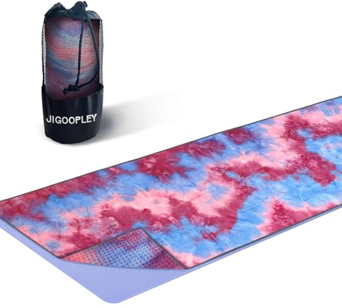 Yoga Handtuch Rutschfest mit Silikon-Grip, Baumwolle Reise Yogamatte | Leicht & Faltbar, Ideal für Reise, Pilates, Gym, Atmungsaktiv, Saugfähig, Dünn, Yogatuch, Premium Qualität, Studio