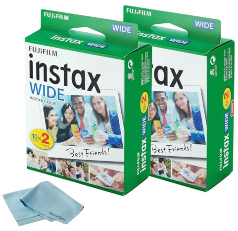 Fujifilm Film instantané Instax Wide pour Fuji Instax Wide (40 poses) + chiffon de nettoyage en microfibre BluebirdSales