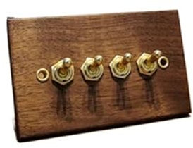 Panel de interruptor de pared americano antiguo de madera maciza pura, interruptor de luz de pared vintage 15A, 118mm x 75mm(4gang2way)