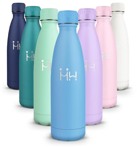 Gourde Isotherme 500ML - Bouteille Isotherme Sport sans BPA, Gourde Inox Étanche, Réutilisable, Processus de revêtement en Poudre, Bouteille Metal pour Running, Bureau, École