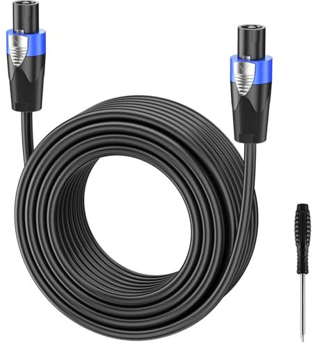 GCTBL 5M Cavi Speakon a Speakon Cavo per Casse audio professionale da 12 Gauge Cavo per altoparlanti amplificatore DJ/PA con Twist Lock
