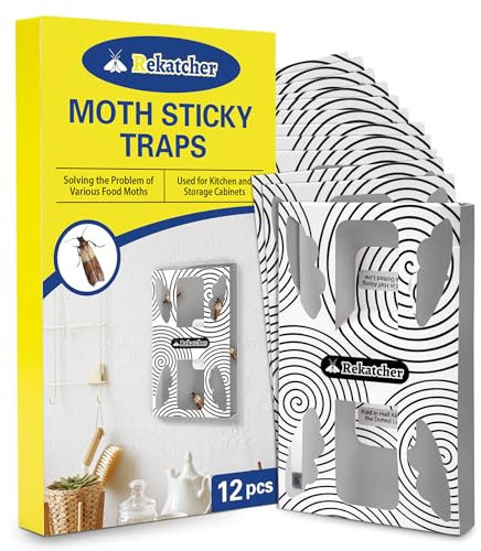 Rekatcher Antitarme Alimentari 12 Pezzi Antitarlo Cattura Insetti con Funzione di Privacy Protezione Efficace per Cucine Dispense E Supermercati