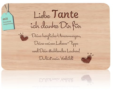Frühstücksbrettchen Tante Geschenke | Brotzeitbrett mit Gravur | Geburtstags Geschenke Buchenholz | Geschenkidee ideal für Muttertag Geburtstags Weihnachten