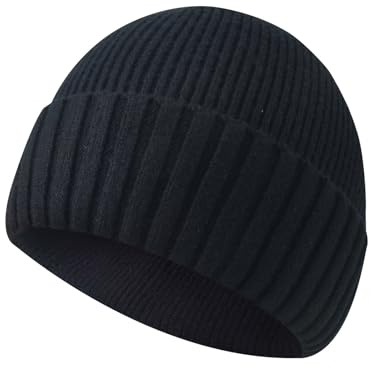 Baynetin Cappello Lavorato a Maglia Invernale Autunnale, Caldo Berretto Morbido con Morbida Fodera in Pile per Donne Uomini Beanie Hat Inverno Sport All'aperto (Nero)