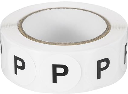PATIKIL Etichette Inventario Lettera P, 500 Pz Etichette Adesive Tonde Punti Cerchio 0.75 Pollici Etichette Semi-Lucide Adesive Per Organizzazione Casa Ufficio Magazzino, Nero (1 Rotolo)