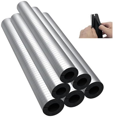 Schwarz Rohrisolierung Wetterfeste Isolierung Rohr, Innendurchmesser 16-114mm, Dicke 10-30mm Kautschuk Isolierschlauch mit Alufolie für Außen und Innenbereich(114mm*20mm*0.95m)