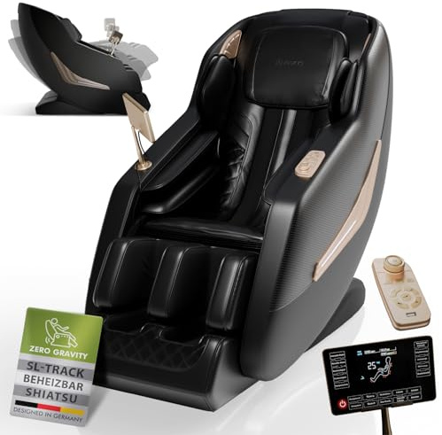 Juskys Massagesessel Paros, elektronisch mit Shiatsu, Bluetooth®, Wärmefunktion, SL-Track, Zero Gravity, USB, Fernbedienung, Relaxsessel – Schwarz