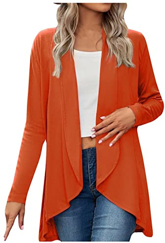 FUPODD Cardigan Damen Vorne Kurz Hinten Lang Strickjacke Damen Elegant Langarm Strickcardigan Frauen Strickjacken Mit Wasserfallkragen Mantel Damenstrickjacke Leicht Longstrickjacke Strickmantel