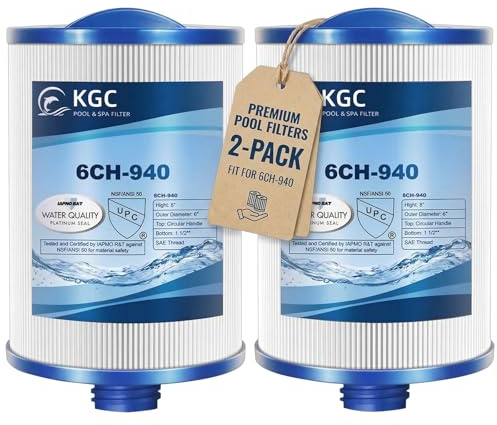 KGC 6CH-940 - Paquete de 2 filtros de SPA compatibles con Pleatco PWW50P3 (Rosca Gruesa SAE de 1 1/2 Pulgadas), Unicel 6CH-940, Filbur FC-0359, Waterway 817-0050, 03FIL1400, 25252, para Skimmer de | Filtro de spa de repuesto para Pleatco PWW50P3, Unicel 6CH-940, Filbur FC-0359, Waterway 817-0050 y Viking Spa 25252