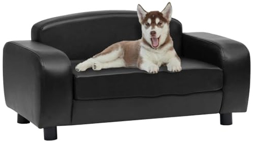 Nqyjm Hundsoffa, svart, 80 x 50 x 40 cm, konstläder, hundsäng, för hund, katt, vardagsrum