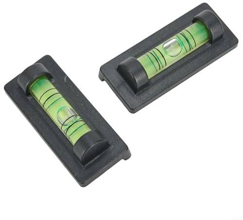 Lot de 2 ou 5 mini niveaux à bulle avec fond magnétique pour trépied de camping-car, mini indicateur de niveau de liquide pour outils de maison et de jardin, 40 x 17 x 12 mm, noir (2 pièces)