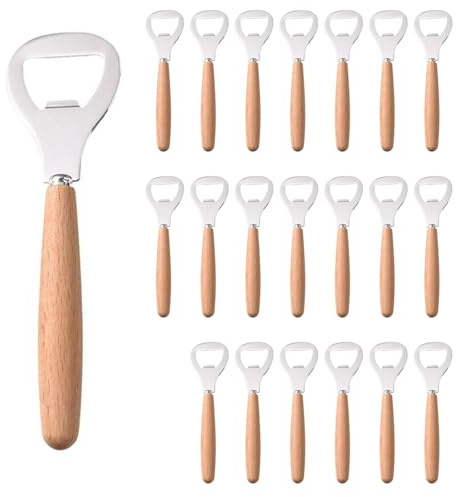 20 Stück Flaschenöffner aus Holz mit Edelstahlkopf – Bieröffner mit ergonomischem Holzgriff, tragbarer Kronkorkenöffner für Party, Bar, Camping & Grillabend – praktisches Geschenk für Männer & Bierlie
